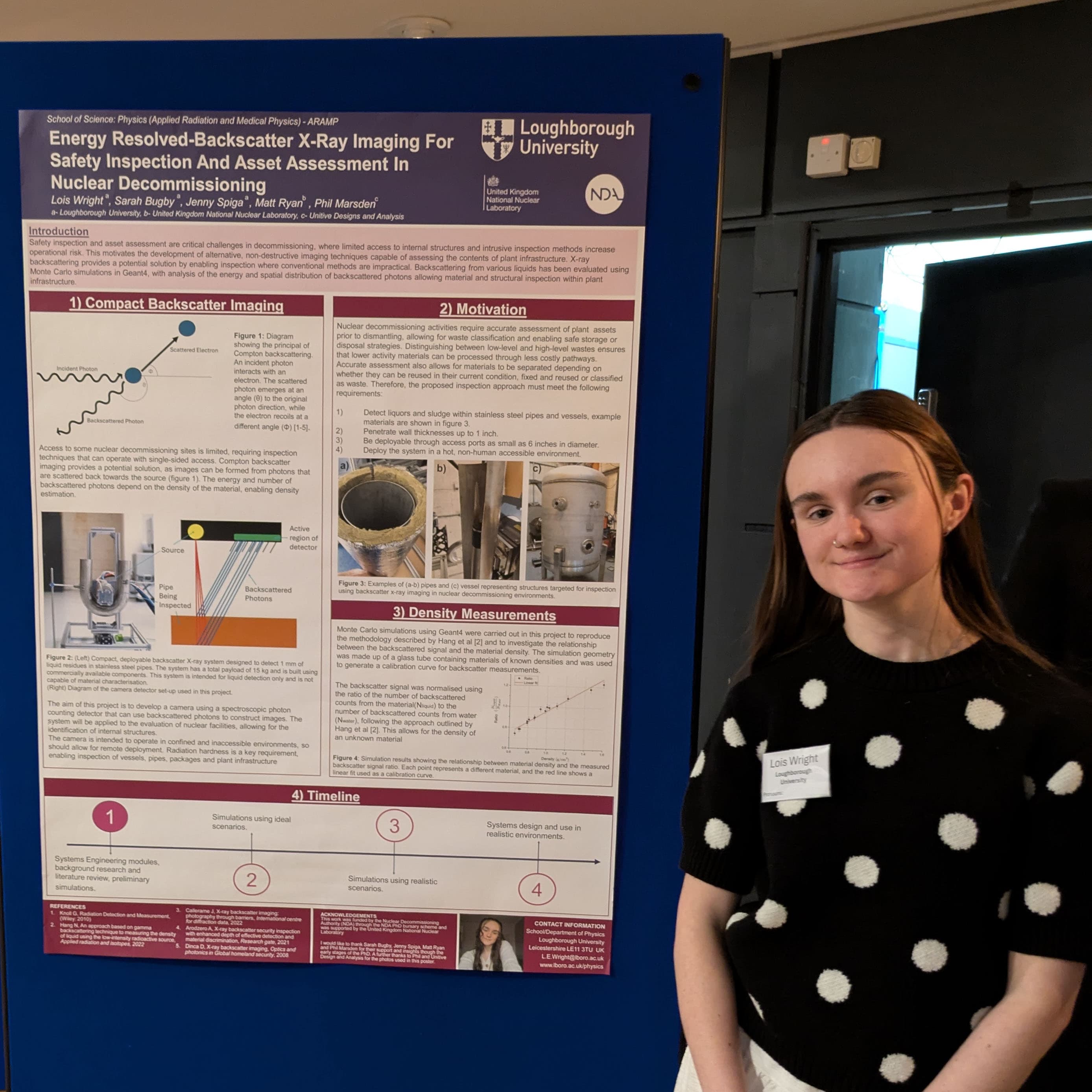 Lois presenting a research poster.